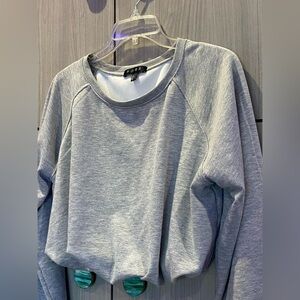 Fore Cropped Sweatshirt Bubble Hem Gray Large Athleisure Workout